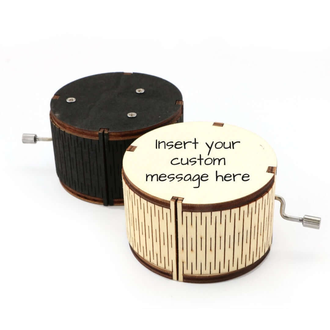 custom carved cylindrical music box