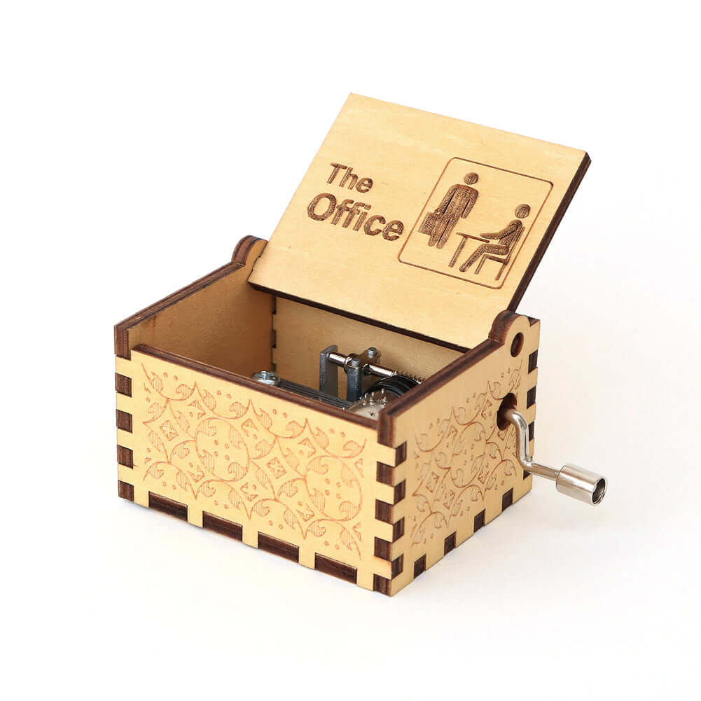 Hand crank wooden music box new arrivals