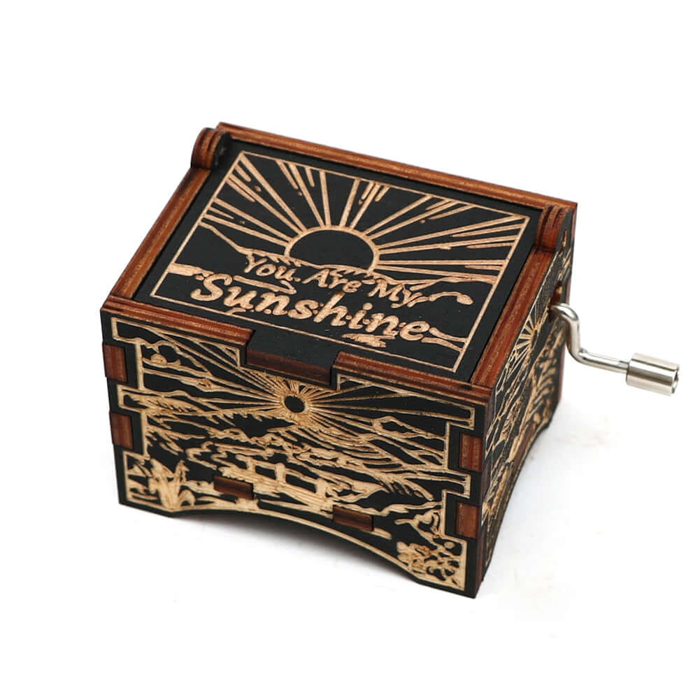 black wooden you are my sunshine music box
